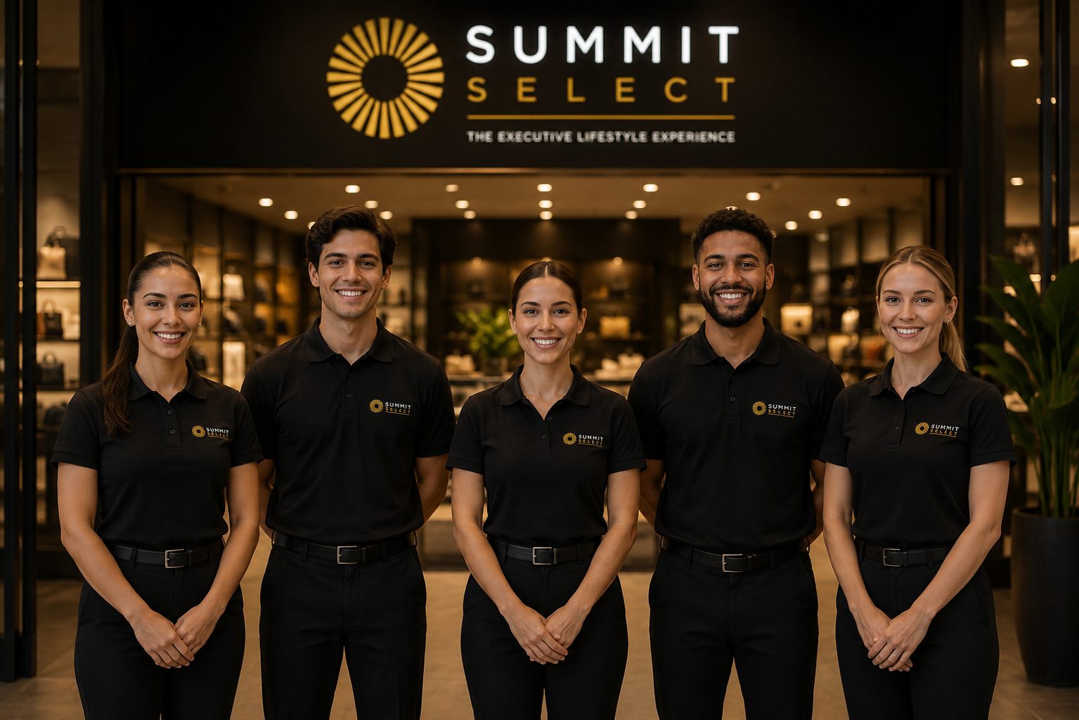 Time Summit Select em frente à boutique The Executive Lifestyle Experience