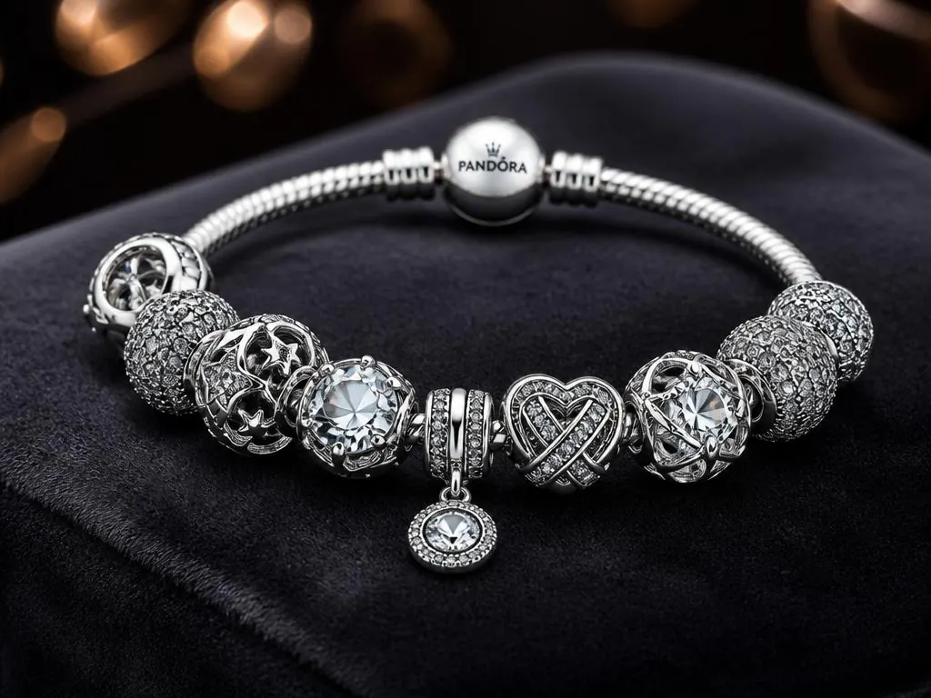 Bracelete Pandora Moments em prata com charms cravejados